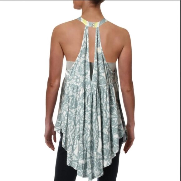 Free People Mimi Hi Low Relaxed Blue & White Multi Halter Tunic Top Small EUC - Picture 16 of 16